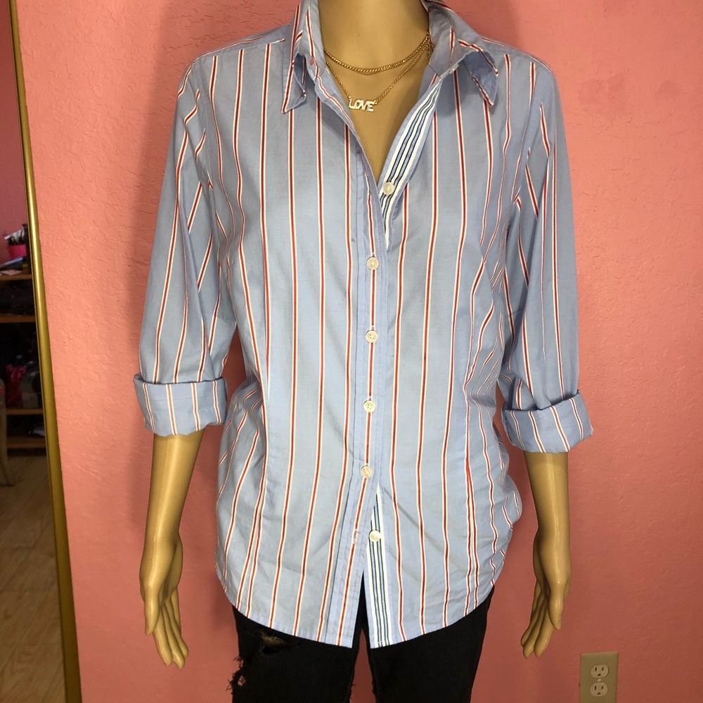 3/$15💛 Loft red striped Dress Shirt